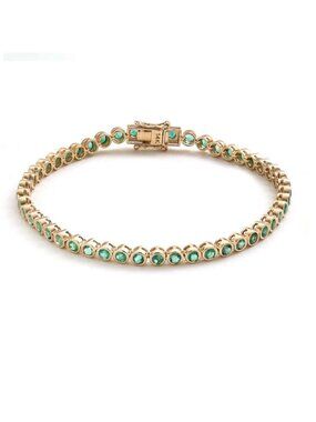 Emerald Halo 14K (Custom) Yellow Gold Tennis Bracelet